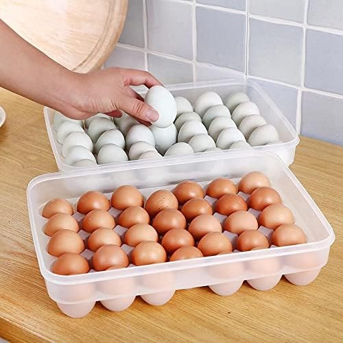 שקוף ביצים טרי שמירה מגש, 34 רשתות ביצת תיבת מגש עם מכסה עבור מטבח מקרר מזון מיכל