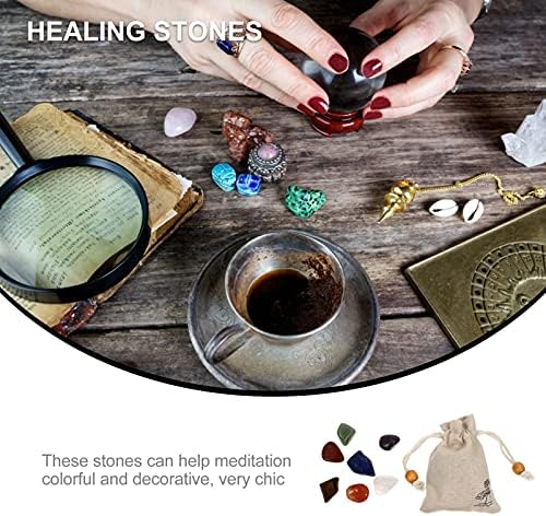 דויטול חליפה סגולה גבישי ריפוי מוגדרים עם תיק 7 אבני צ'אקרה אבנים מפוצלות איזון בין אבנים טבעיות מדריך אהבה עצמית לתלבושת