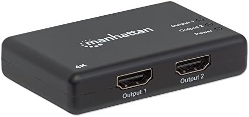 Manhattan 4K HDMI Splitter 1 ב 2 Out - 4K@30Hz 2 יציאות פלט 1 יציאות, תואם HDCP, מתאם כפול HD Hub מגבר עם כבל HDMI, 1080p