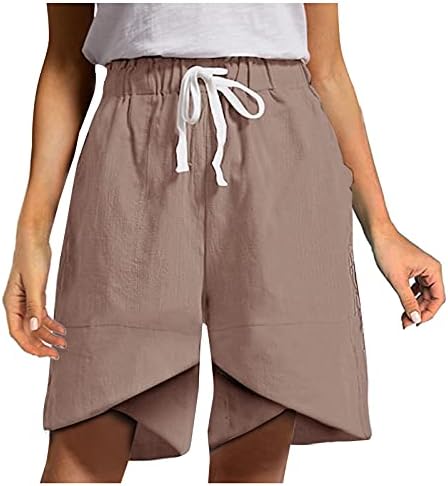 מכנסיים קצרים לנשים לקיץ טרקלין נוח מזדמן בצבע טהור מכנסי חוף קצרים רופפים בכושר מכנסי מותניים קצרים מותניים