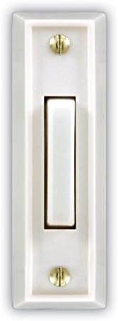 Heath Zenith SL-715-1-02 כפתור לחיצה על דלת חוטית, לבן עם סרגל מרכזי מואר לבן
