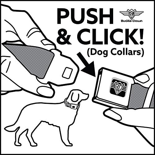 אבזם - למטה חגורת בטיחות אבזם כלב צווארון-למעלה גולגלות שחור / לבן-1.5 רחב-מתאים 16-23 צוואר-בינוני