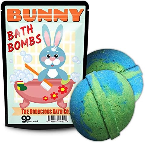 הילוכים החוצה פצצות אמבט ארנב - עיצוב ארנב חמוד-פיזרי אמבט לילדים-ירוק וכחול, ריח נשיקת בתולת ים, 2 יחידות
