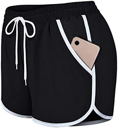 דחיסת מכנסיים קצרים נשים נשים של לרוץ אלסטי ואסיט אימון מכנסיים קצרים עם אוניית כיסי ספורט אתלטי מכנסיים קצרים