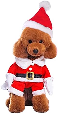 כלב חתול חג המולד סנטה קלאוס תחפושת, תלבושות קוספליי חיות מחמד מצחיקות עם כובע, בגדי בגדי לבוש חמים לחג המולד