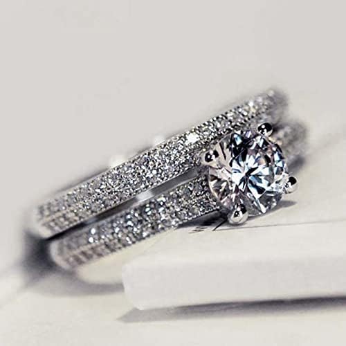 סט טבעת יהלום 2023 לנשים טבעות אירוסין מתנות תכשיטים טבעות קרואסון