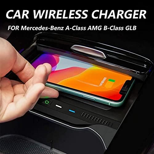 מטען אלחוטי לרכב עבור מרצדס-בנץ A-Class/AMG/B-Class/GLB 2019 2020 עם 18W USB QC3.0 יציאה 10W טלפון נייד מהיר טעינה טעינה