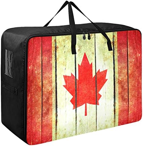 שקית אחסון בגדים לא משולבת לשמיכה - קיבולת גדולה של מארגני דגל קנדה עם קנדה עם רוכסן סל לאחסון קישוט למעונות