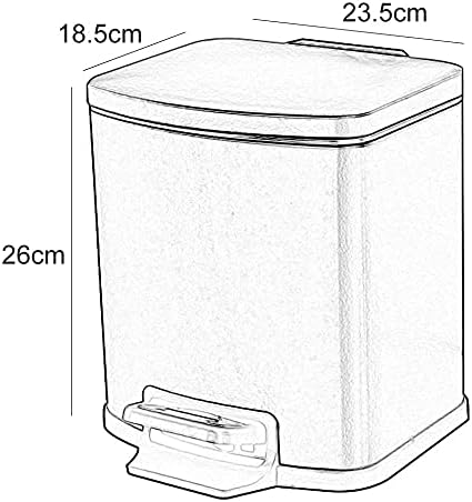 פח אשפה מלבן פח אשפה קרוב רך עם דוושת מוט פלדה 50 ליטר/לבן / 23.5 סנטימטר 18.5 סנטימטר 26 סנטימטר