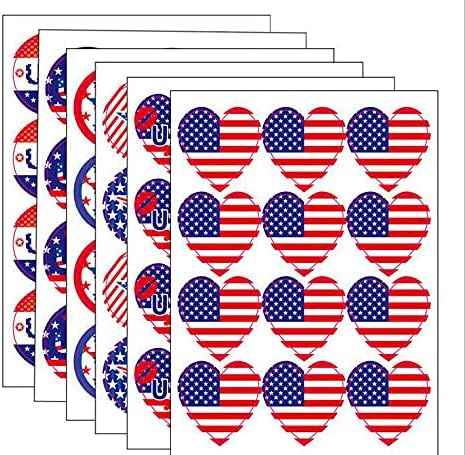 12 גיליונות ארהב מדבקות מדבקות עצמאות יום מדבקות ביומן,1.5 אינץ לאומי דגל אמנות נייר מדבקות עבור כרטיס ביצוע,ילדים