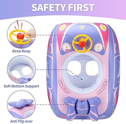 פעוט בריכת לצוף מתנפח רכב תינוק לשחות לצוף עם מתכוונן שמש חופה ובטיחות מושב בריכת צעצועים לילדים 1-4 שנים