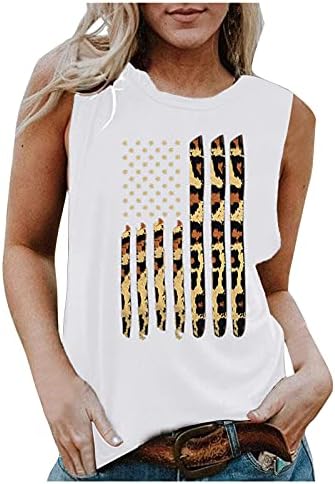 4 יולי גופיות לנשים ללא שרוולים חולצת טי חולצת טי אמריקאי דגל כוכבים פסים פטריוטית אתלטי טוניקת חולצות