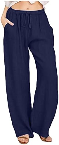 מכנסי טוניקה של ZXLLO נשים פשתן מגניב מכנסיים מודרניים מתאימים מכנסי כושר מכנסי קיץ מכנסי קיץ נשים