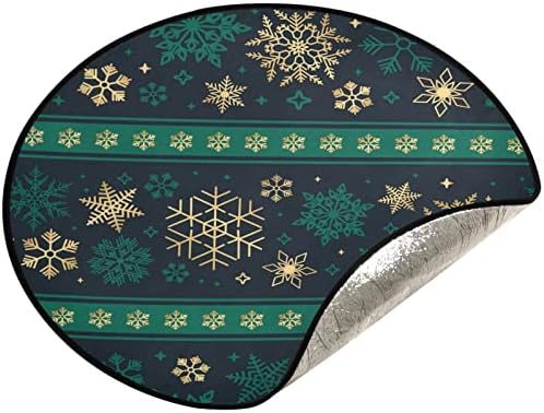 חצאיות עץ חג המולד Visesunny חצאיות חג המולד פתית שלג ירוק דפוס זהב עץ מעמד מחצלת מגן רצפת סופג מחצלות עמד
