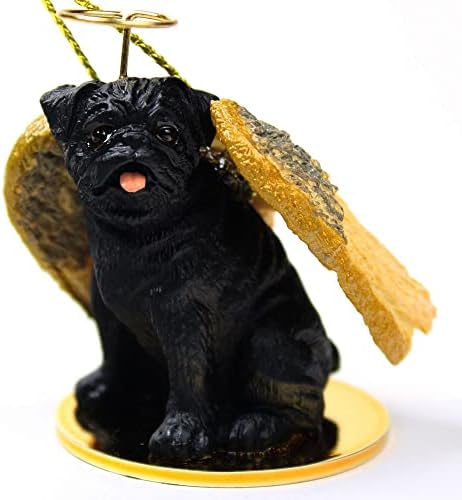 קישוט כלב מלאך של פאג - שחור