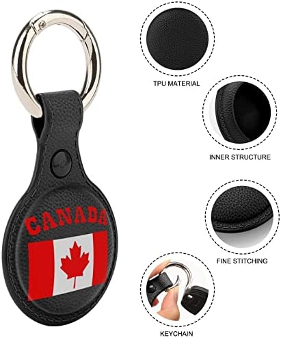 קנדה דגל מגן מקרה תואם עבור איירטאג אנטי אבוד איתור מחזיק עם מפתח טבעת עבור ארנק צווארון מטען חתול כלב חיות מחמד