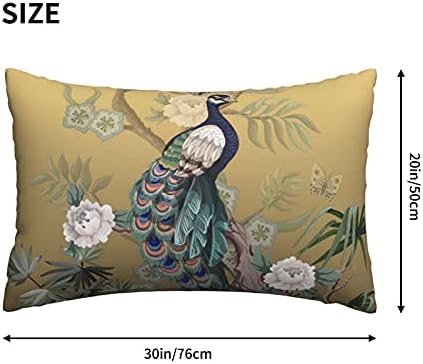 ווזוקיה טווס ואדמוניות זורקים כיסוי כריות בסגנון צ'ינואיזרי על רקע זהוב כרית כרית המותנית מלבנית לספה מיטת