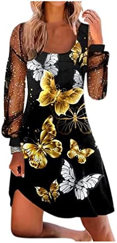 נשים של לבוש הרשמי 2023 שיבה הביתה כיכר צוואר קוקטייל שמלה מזדמן אופנה פאף ארוך שרוול חג שמלות