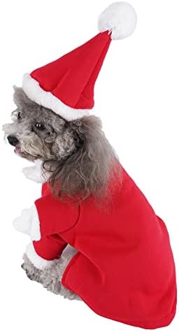 MOGOOKO DOG CAT חג המולד תחפושת סנטה קלאוס, תלבושות קוספליי מחמד מצחיקות עם כובע, בגדי בגדי לבוש חמים לחג המולד לחג המולד