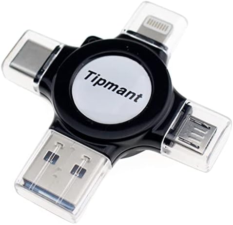TIPMANT 128 GB 4 ב 1 USB כונן פלאש כונן זיכרון מכה נתוני נתוני מחשב, טלפון סלולרי חכם, USB 2.0, Type-C, מיקרו USB מחבר