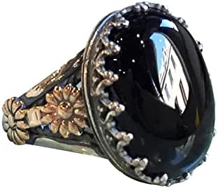 2023 אלגנטי שחור אבן תכשיטי פיסול טבעת תכשיטי עוסק טבעת לנשים גבוהה ונמוך בת טבעת