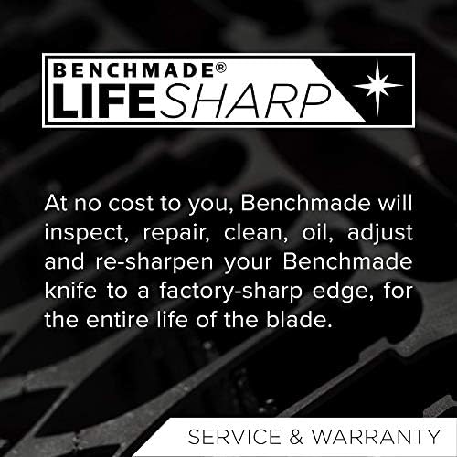 Benchmade - Puukko 200 סכין Bushcraft קבוע המיוצר בארצות הברית עם נדן לולאת דנגלר עור עם אבזם, להב נקודה, קצה