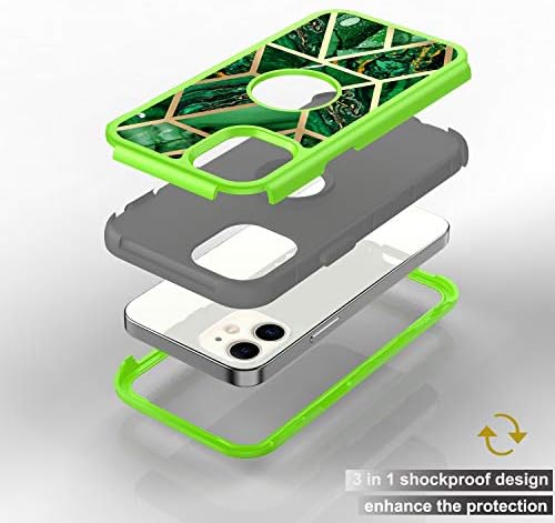 מארז שיש לאייפון 12 מיני, Dooge Shiny Wave Geometric Marble Case Faumper Gumper Hard Hard Layer Duaer Drop הגנה