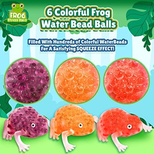 כדורי לחץ אולולטוי צפרדעים לילדים ומבוגרים - 6 חבילות צעצוע חרוזי מים חושים, 3 חבילות תנועה נוזלית בועת, צעצועים לקשקש צבעוניים