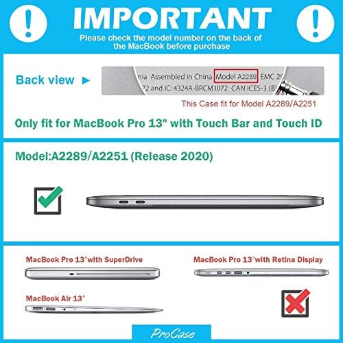 Procase MacBook Pro 13 Case 2020 שחרור A2289 A2251 עם חבילה של כיסוי עור מקלדת עם תקעי יציאת סיליקון מכסה