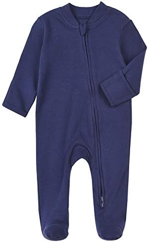 Abablexema Baby Footie Pajamas עם שרוולי חצוצרות - יוניסקס תינוקת יילוד 2 דרכים רוכסן כותנה כותנה כותנה