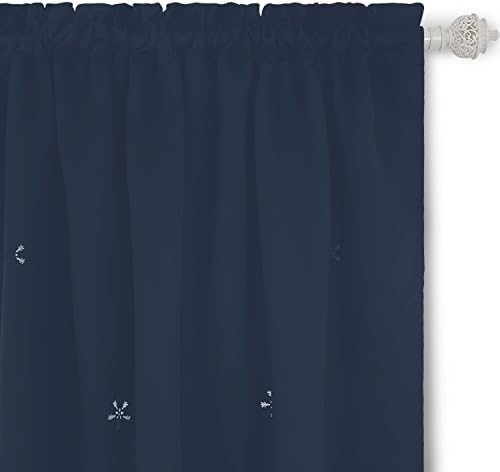 דקונובו כיס מוט מבודד תרמי וילונות האפלה חג המולד של שלג חלול החוצה לוחות לסלון, 52x95 אינץ ', כחול נייבי