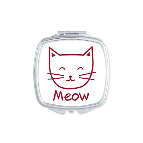 חתול מיילל קריקטורה להגן על בעלי החיים מראה נייד קומפקטי כיס איפור כפול צדדי זכוכית