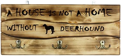 Deerhound, יתד קיר מעץ, קולב עם תמונתו של כלב