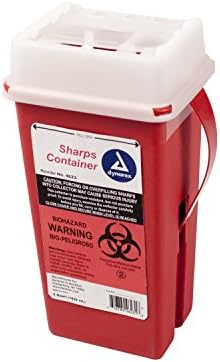 מיכל Sharps של Dynarex, מספק סילוק בטוח של פסולת ומחטים רפואיים, לא סטריליים ולטקסים, 2 ליטרים, המיוצרים עם תרמופלסטיים,