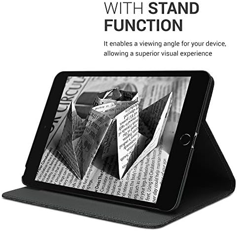 מארז KWMobile תואם ל- Apple iPad Mini 5 - עטיפת טבליות בסגנון ספרים רזה עם תכונת מעמד - אפור כהה