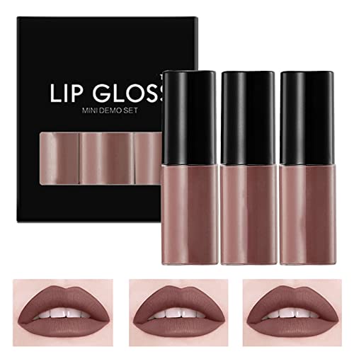 Lip Gloss חג המולד 1Set שפתון עם איפור שפתיים קטיפה ארוכת זמן רב פיגמנט גבוה בעירום אטום שפתון אטום נערות נערות איפור לאורך