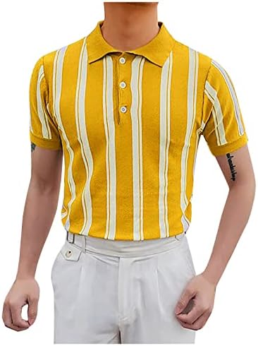 גברים לסרוג חולצה חולצות קולורבלוק כפתור למטה דש שרוולים קצרים סלים מתאים מקרית חולצות סריגים קרדיגן