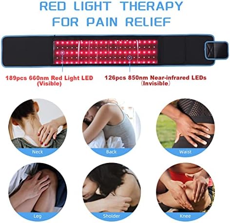 טיפול באור אדום בטיפול אור אינפרא אדום אור עטיפה עטיפה לחגורה להקלה על כאבי גוף המותניים בגב הבטן. תיקון שרירי בטן, ירידה