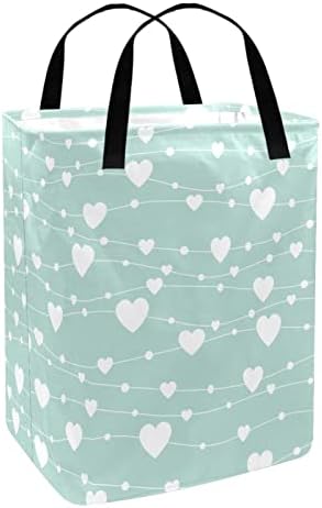 הדפסת עיצוב בצורת לב סל כביסה מתקפל, סלי כביסה עמידים למים 60 ליטר אחסון צעצועי כביסה לחדר שינה בחדר האמבטיה במעונות