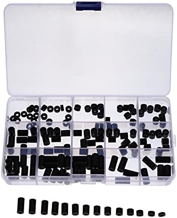 DOITOOL שחור ניילון שטוח מכונת כביסה ערכת מגוון ניילון מבודד ערכת מגוון שטוחה אטמים מרווחים 140 יחידות ניילון