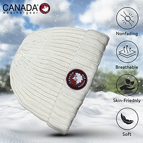 כובע סרוג ציוד מזג אוויר קנדה לנשים - כובע חורף נעים - כובע כפה רווקה לאזיקים