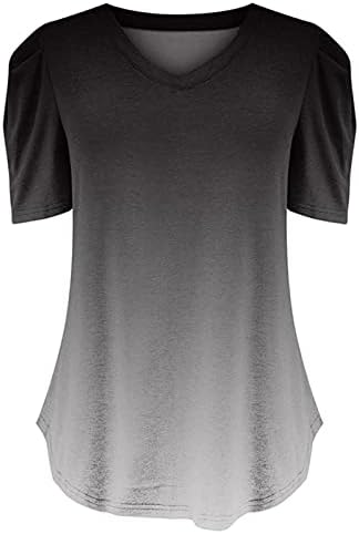 חולצות לנשים נשים זרימה מזדמנת צמרות הדפסת צוואר v שרוול קצר שרוול חולצות טופ טופ עליון מעוקל.