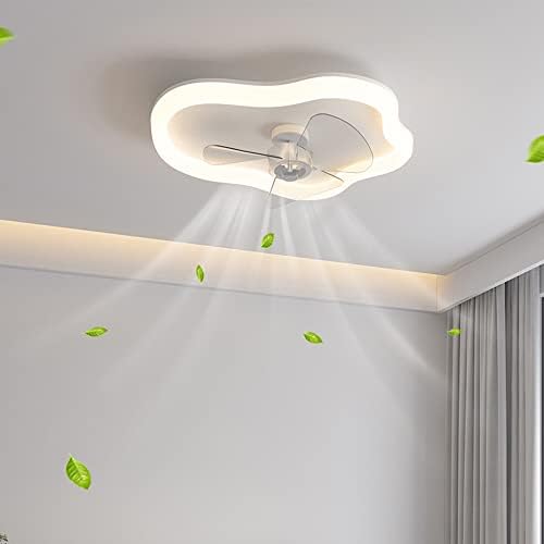 מאוורר תקרת LED מודרנית של DLSixyi עם תאורה, אורות מאוורר תקרה עם מרחוק, מאוורר בלתי נראה עם תאורה, 3 צבעים