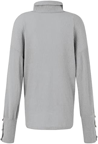 סוודר סוודר מפוס נשים כפתור שרוול ארוך שרוול ארוך צבע אחיד סרכיון סוודרים לסוודרים לחורף