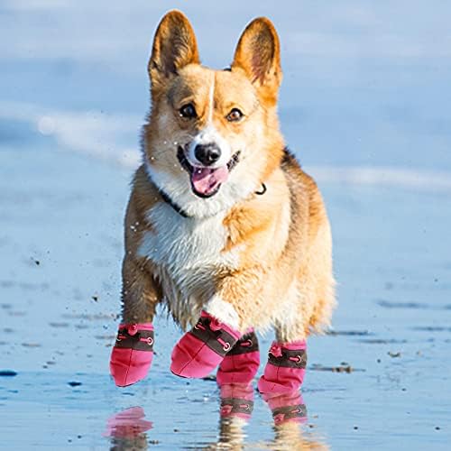 נעלי כלבים קטנות רכות, נעלי גור קלות לקיץ וחורף, שלל חתלתול לא החלקה להליכה ורודה בגודל 3