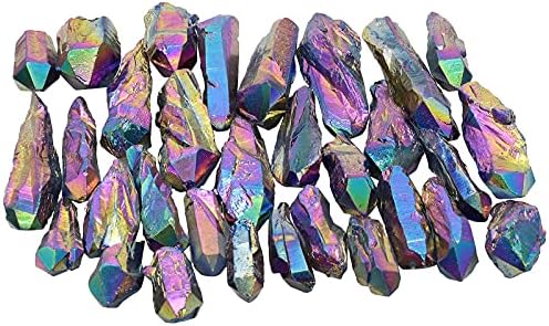 צרור Mookaitedecor - 2 פריטים: 1lb אבנים מפוצלות ריפוי גבישים מלוטשים ו 1 קילוגרם צורה לא סדירה צורה מצופה טיטניום מצופה סלע