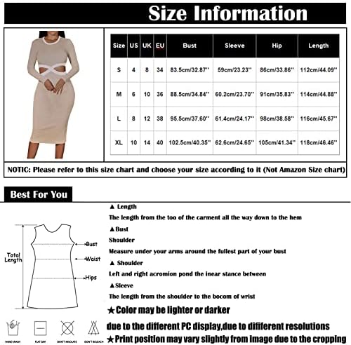 שמלת שרוול ארוך של נוקמופו לנשים צוואר מזדמן שרוול ארוך שרוול ארוך פרצות אריזה סקסית שמלת הירך