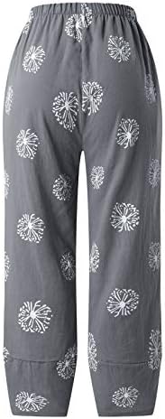 ג ' ואר נשים של כותנה פשתן מכנסיים קיץ אלסטי גבוהה מותן רחב רגל מכנסיים רופף קומפי מכנסיים עם כיסים פאלאצו מכנסיים