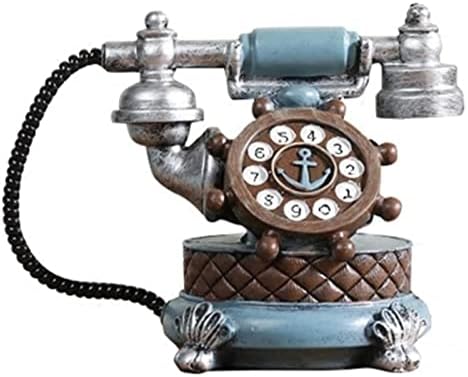 טלפון קווי טלפון יצירתי רטרו טלפון דקורטיבי דגם טלפון עיצוב קיר, וינטג 'עיצוב טלפון רוטרי פסל פסל טלפון עתיק טלפון