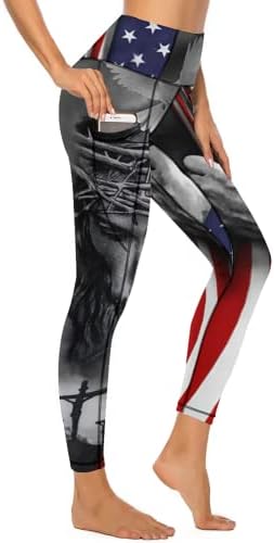 נשות Qivicima מותניים גבוהות חותלות גיאומטריה גיאומטריה מודפסת מכנסי יוגה של בקרת בטן אתלטית עם כיסים
